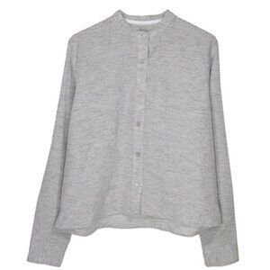 RAG & BONE / JEAN linen blend cropped button down // heather grey //  Large